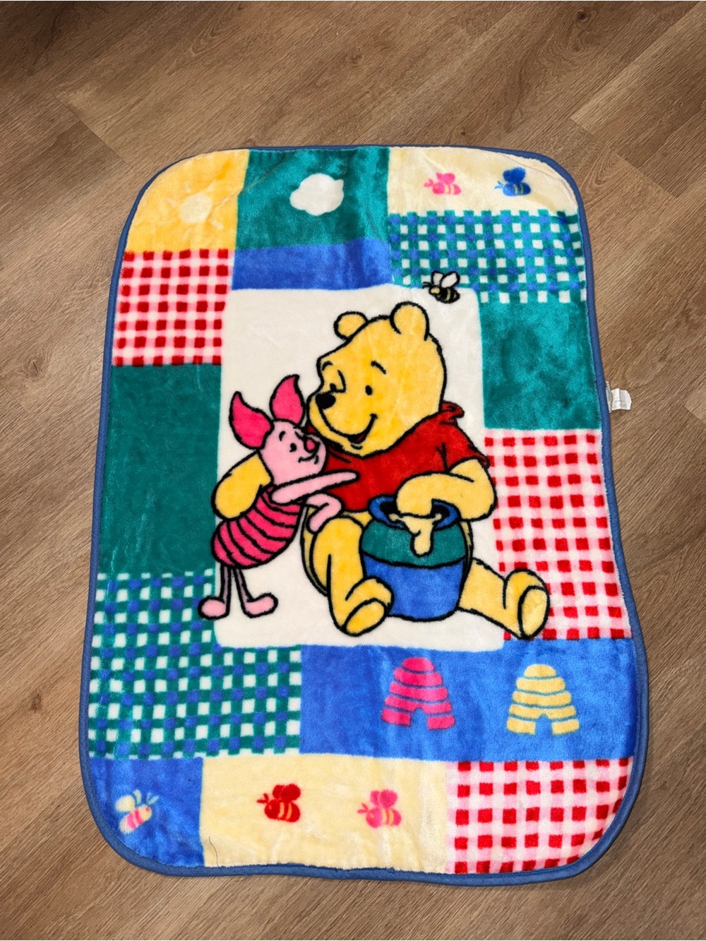 vintage 1990s Disney Winnie the Pooh and Piglet plush baby blanket